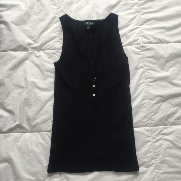 Ralph Lauren Black ribbed tee - Picture 1 of 3
